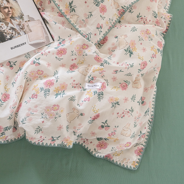 91家纺网 家纺一手货源 找家纺 洋铭区 2022新款双层纱四件套 小粉兔兔