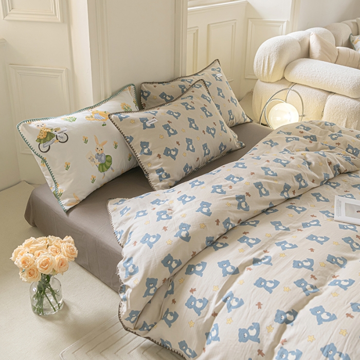 91家纺网 家纺一手货源 找家纺 洋铭区 2022新款双层纱四件套 熊贝贝