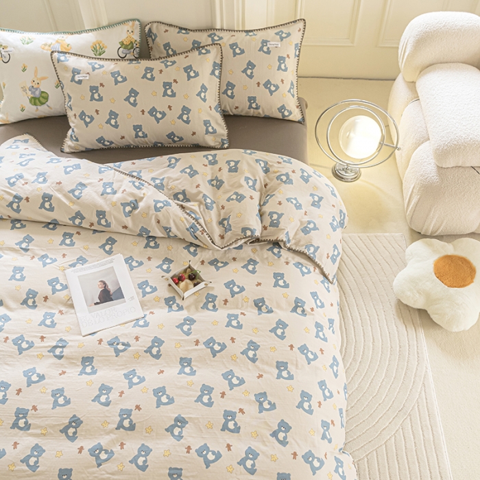 91家纺网 家纺一手货源 找家纺 洋铭区 2022新款双层纱四件套 熊贝贝