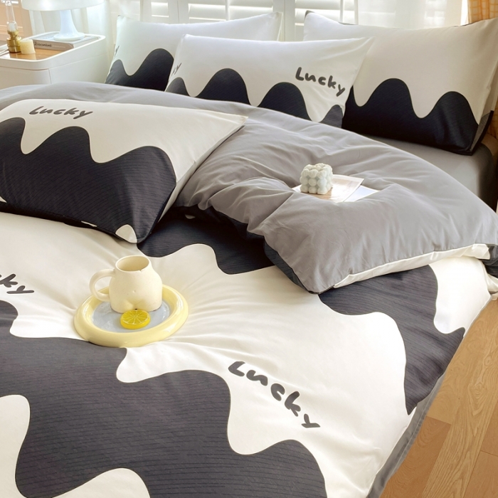 91家纺网 家纺一手货源 找家纺 金鑫汇 2022新款喷气全棉水洗棉四件套 波浪世界