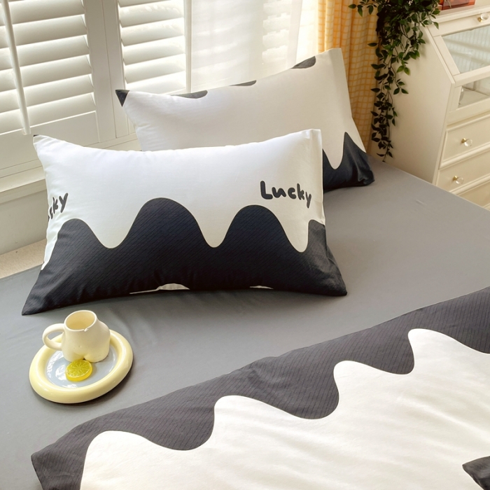 91家纺网 家纺一手货源 找家纺 金鑫汇 2022新款喷气全棉水洗棉四件套 波浪世界