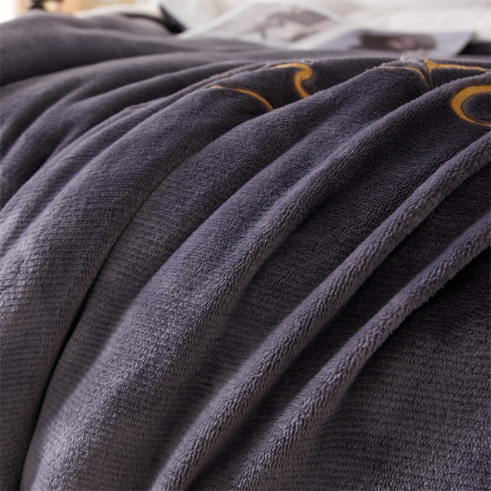 91家纺网 家纺一手货源 找家纺 骏腾家纺 2022新款牛奶绒羊羔绒被套毯系列 羽毛-深灰