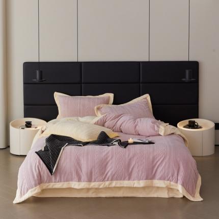 91家纺网 家纺一手货源 找家纺 梦享生活 2022新款牛奶雕花绒四件套 花枝-粉