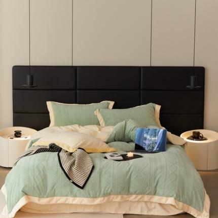 梦享生活 2022新款牛奶雕花绒四件套 菱形格-绿