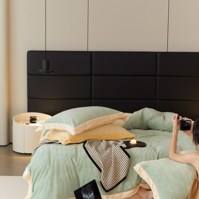 91家纺网 家纺一手货源 找家纺 梦享生活 2022新款牛奶雕花绒四件套 菱形格-绿