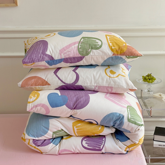 91家纺网 家纺一手货源 找家纺 窝米 2022秋季新品活性印花全棉四件套12款 爱心熊