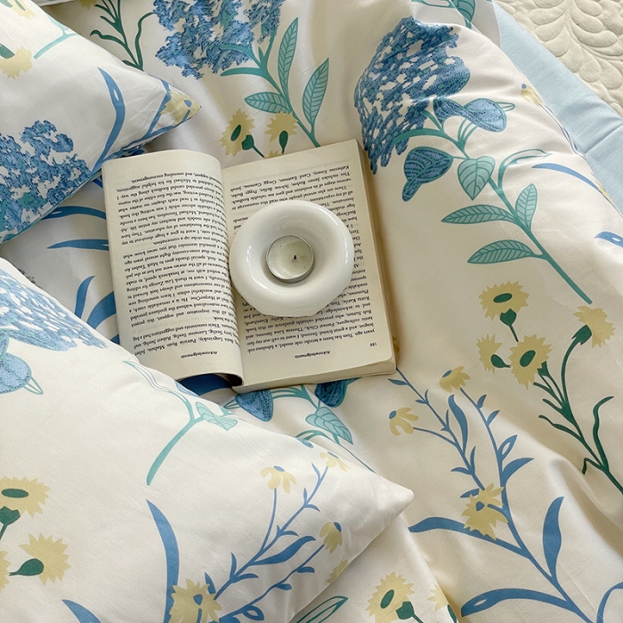 91家纺网 家纺一手货源 找家纺 窝米 2022秋季新品活性印花全棉四件套12款 朵拉