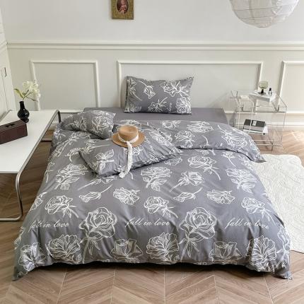 窝米 2022秋季新品活性印花全棉四件套12款 海瑟薇（灰）