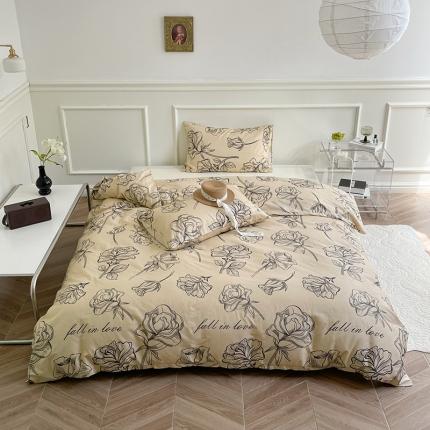 窝米 2022秋季新品活性印花全棉四件套12款 海瑟薇（驼）