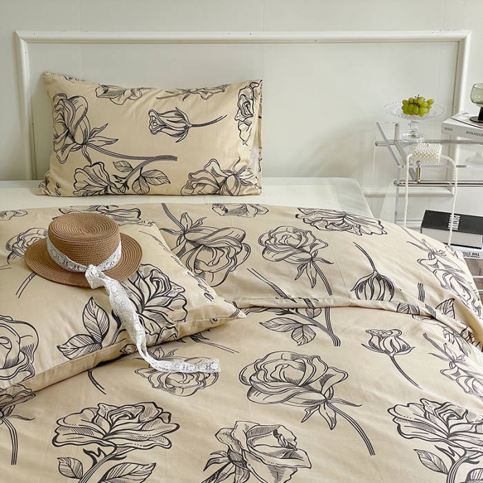 91家纺网 家纺一手货源 找家纺 窝米 2022秋季新品活性印花全棉四件套12款 海瑟薇（驼）