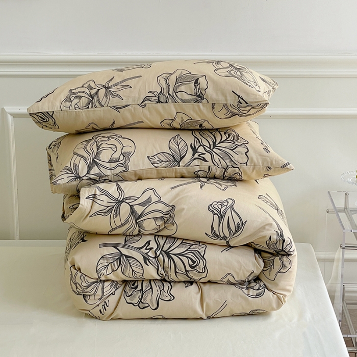 91家纺网 家纺一手货源 找家纺 窝米 2022秋季新品活性印花全棉四件套12款 海瑟薇（驼）