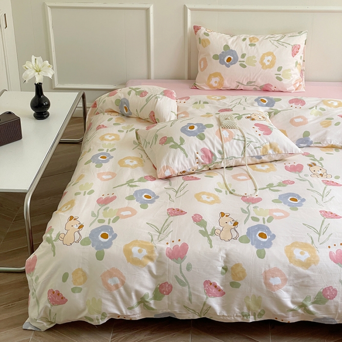 91家纺网 家纺一手货源 找家纺 窝米 2022秋季新品活性印花全棉四件套12款 花花兔