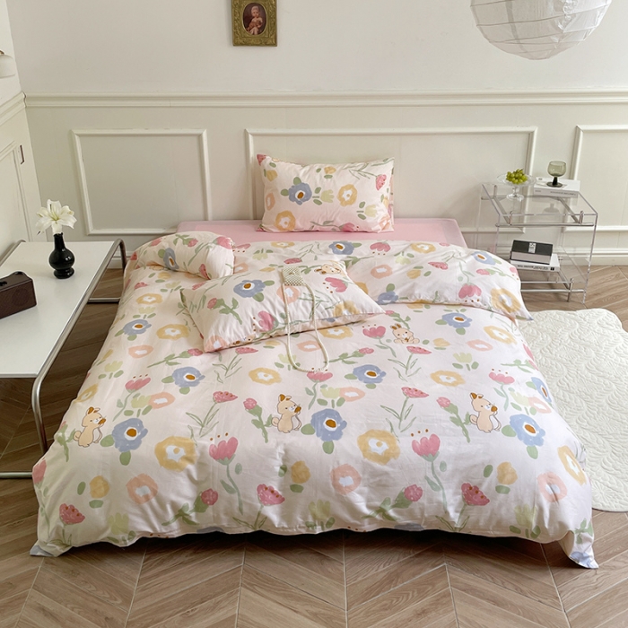 91家纺网 家纺一手货源 找家纺 窝米 2022秋季新品活性印花全棉四件套12款 花花兔