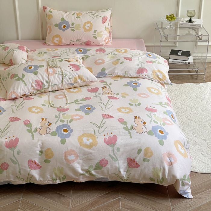 91家纺网 家纺一手货源 找家纺 窝米 2022秋季新品活性印花全棉四件套12款 花花兔