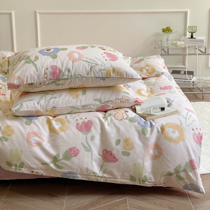 91家纺网 家纺一手货源 找家纺 窝米 2022秋季新品活性印花全棉四件套12款 花花兔