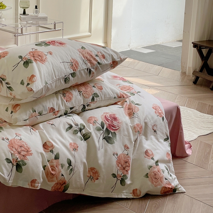 91家纺网 家纺一手货源 找家纺 窝米 2022秋季新品活性印花全棉四件套12款 小苍兰