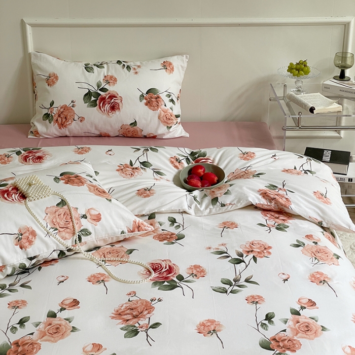 91家纺网 家纺一手货源 找家纺 窝米 2022秋季新品活性印花全棉四件套12款 小苍兰