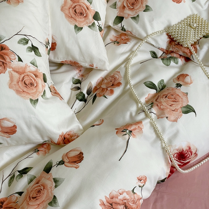 91家纺网 家纺一手货源 找家纺 窝米 2022秋季新品活性印花全棉四件套12款 小苍兰