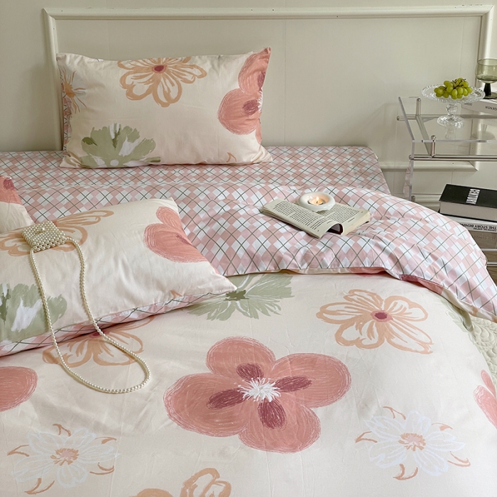 91家纺网 家纺一手货源 找家纺 窝米 2022秋季新品活性印花全棉四件套12款 韵彩粉