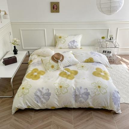 窝米 2022秋季新品活性印花全棉四件套12款 韵彩黄