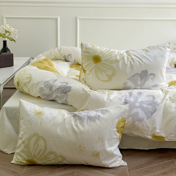 91家纺网 家纺一手货源 找家纺 窝米 2022秋季新品活性印花全棉四件套12款 韵彩黄