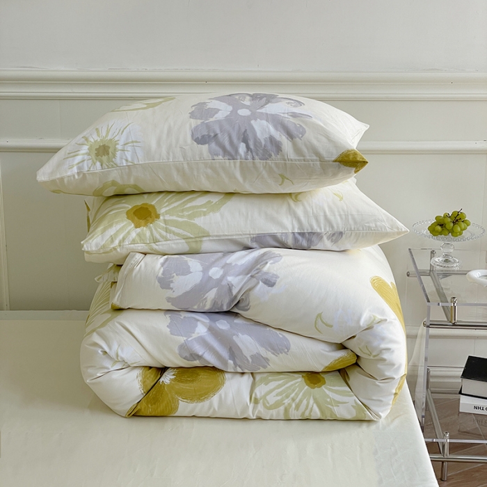 91家纺网 家纺一手货源 找家纺 窝米 2022秋季新品活性印花全棉四件套12款 韵彩黄