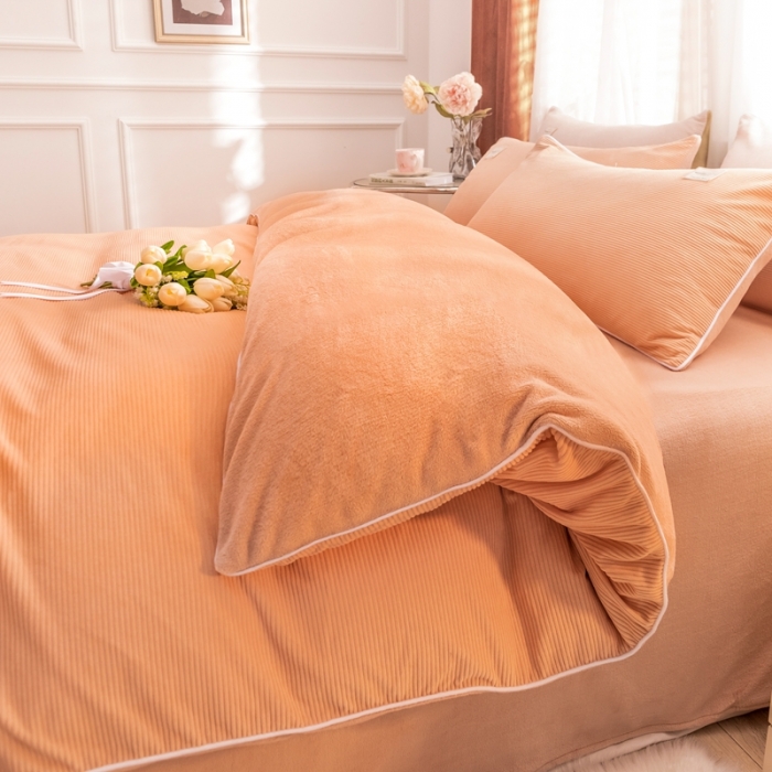 91家纺网 家纺一手货源 找家纺 总秀色2025新款Ａ类加厚保暖牛奶绒被套珊瑚绒ins风四件套