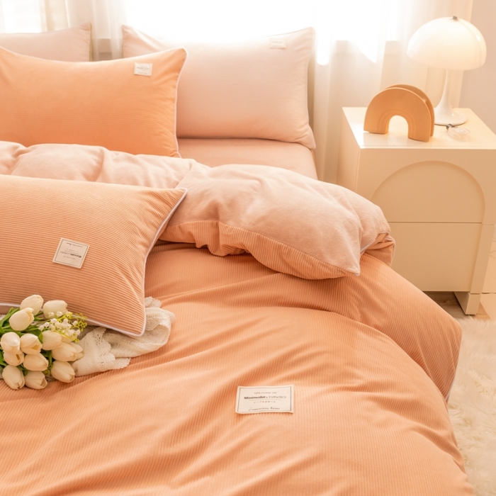 91家纺网 家纺一手货源 找家纺 总秀色2025新款Ａ类加厚保暖牛奶绒被套珊瑚绒ins风四件套