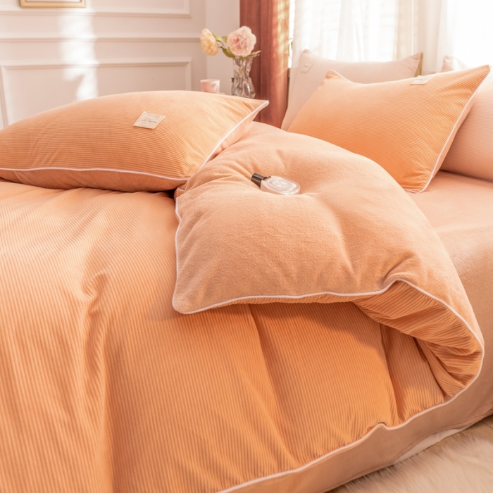 91家纺网 家纺一手货源 找家纺 总秀色2025新款Ａ类加厚保暖牛奶绒被套珊瑚绒ins风四件套