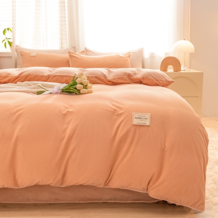 91家纺网 家纺一手货源 找家纺 总秀色2025新款Ａ类加厚保暖牛奶绒被套珊瑚绒ins风四件套