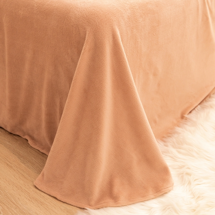 91家纺网 家纺一手货源 找家纺 秀色2025Ａ类加厚保暖牛奶绒被套珊瑚绒ins风四件套浅驼色