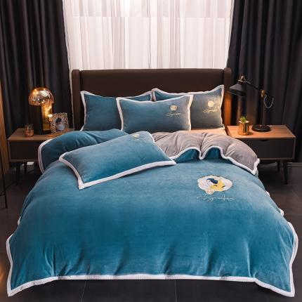 芃成 2022新款牛奶绒刺绣包边四件套 珍珠女孩宾利兰