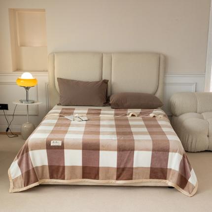 91家纺网 家纺一手货源 找家纺 寐眠 2022新款秋冬保暖加厚牛奶绒毛毯 咖大格