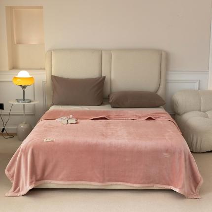 91家纺网 家纺一手货源 找家纺 寐眠 2022新款秋冬保暖加厚牛奶绒毛毯 浅粉纯色