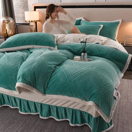 91家纺网 家纺一手货源 找家纺 (总) 羽梦 2023新款加厚牛奶绒雕花四件套