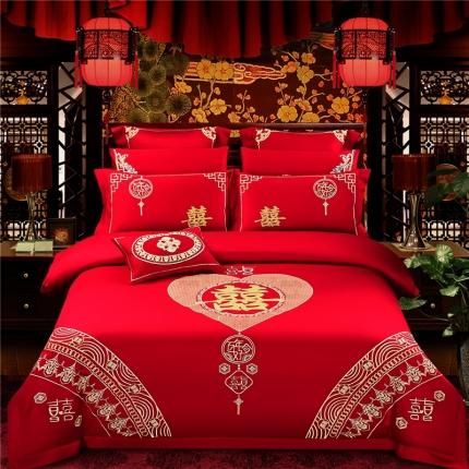 91家纺网 家纺一手货源 找家纺 （总）皇潮婚庆馆 新款60支长绒棉婚庆四件套