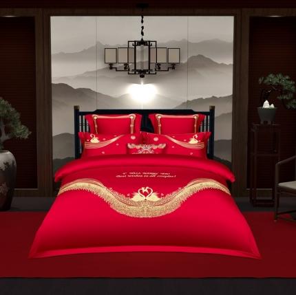 91家纺网 家纺一手货源 找家纺 （总）皇潮婚庆馆 新款60支长绒棉婚庆四件套