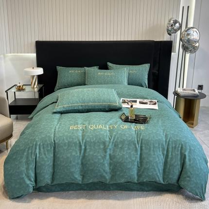 91家纺网 家纺一手货源 找家纺 （总）花伞 2022轻奢纹理印花刺绣加厚德棉四件套