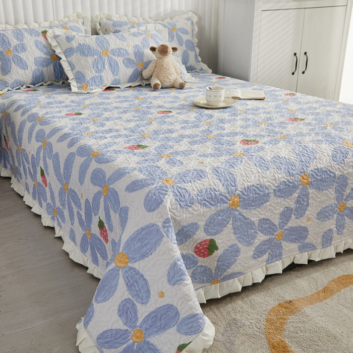 91家纺网 家纺一手货源 找家纺 （总）绵庭 2022新款全棉花边款床盖三件套