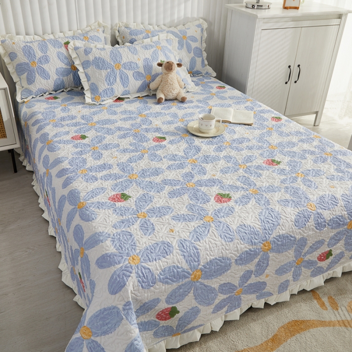 91家纺网 家纺一手货源 找家纺 （总）绵庭 2022新款全棉花边款床盖三件套