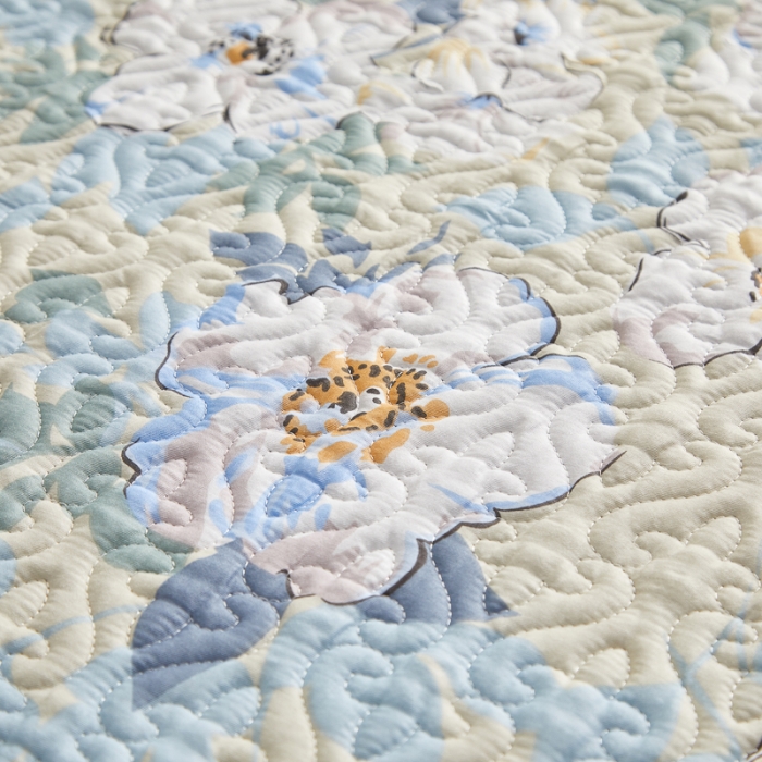 91家纺网 家纺一手货源 找家纺 绵庭 2022新款全棉花边款床盖三件套 花浅