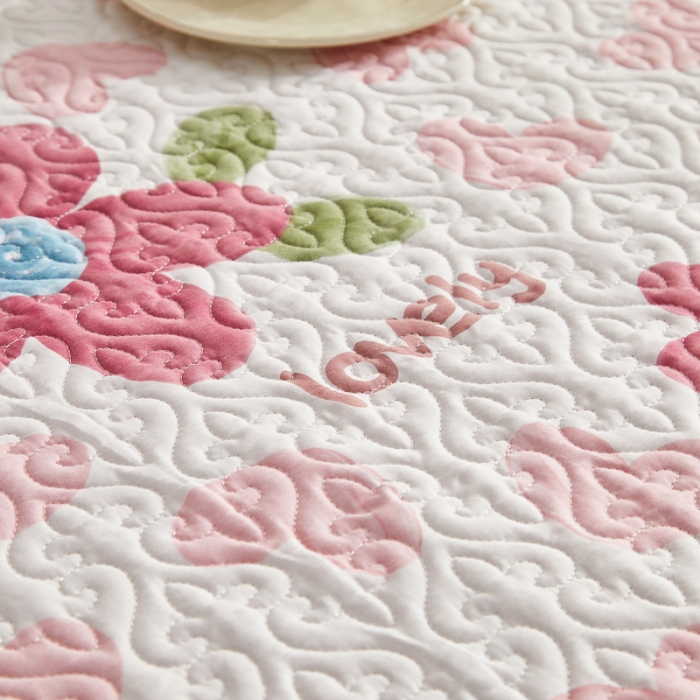 91家纺网 家纺一手货源 找家纺 绵庭 2022新款全棉花边款床盖三件套 梦入花香