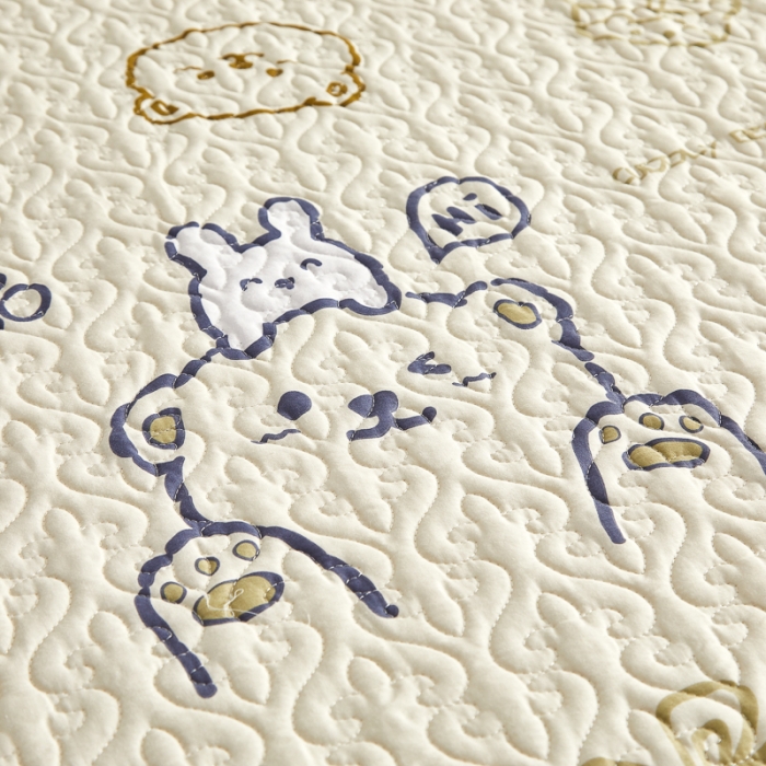 91家纺网 家纺一手货源 找家纺 绵庭 2022新款全棉花边款床盖三件套 哇塞小熊