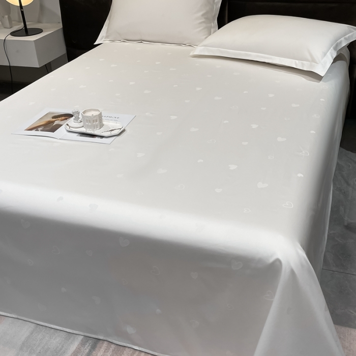 91家纺网 家纺一手货源 找家纺 品乐 2023新款长绒棉提花床单 爱心白