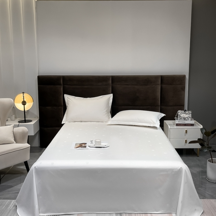 91家纺网 家纺一手货源 找家纺 品乐 2023新款长绒棉提花床单 爱心白