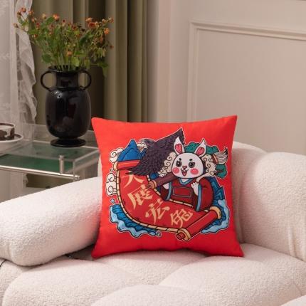 91家纺网 家纺一手货源 找家纺 博笔熊2023新款兔年短毛绒抱枕抱枕被 枕套一只