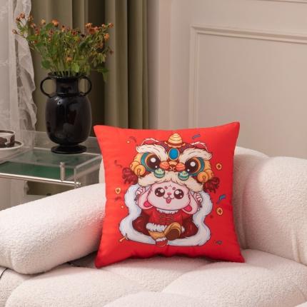 91家纺网 家纺一手货源 找家纺 博笔熊2023新款兔年短毛绒抱枕抱枕被 枕套一只