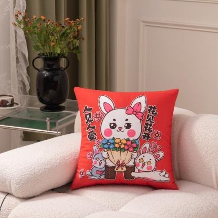 91家纺网 家纺一手货源 找家纺 博笔熊2023新款兔年短毛绒抱枕抱枕被 枕套一只