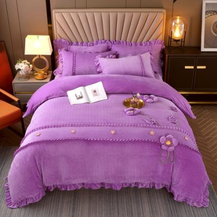 91家纺网 家纺一手货源 找家纺 （总）兴美佳 2022新款雕花绒手工盘花四件套 伊甸园