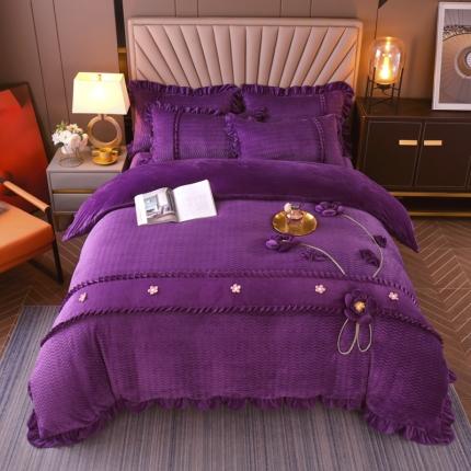 91家纺网 家纺一手货源 找家纺 （总）兴美佳 2022新款雕花绒手工盘花四件套 伊甸园